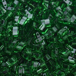 MIYUKIハーフティラビーズ  日本製シードビーズ  2の穴  (htl146) 透明緑  5x2.3x1.9mm  穴：0.8mm  約250PCS /ボトル  10 G /ボトル&nbsp;SEED-JP0008-HTL0146