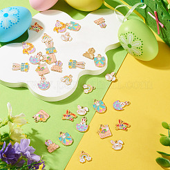 36Pcs 9 Styles Easter Alloy Enamel Pendants&nbsp;ENAM-TA0003-91
