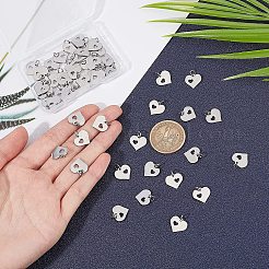 304ステンレススチールペンダント50個  ハートとハート  ステンレス鋼色  12x12.5x1mm  穴：3mm&nbsp;STAS-UN0025-31