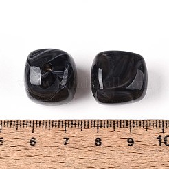 不透明なアクリルビーズ  正方形  グレー  17x16x16mm  穴：2.7mm&nbsp;X-OACR-ZX006-33N