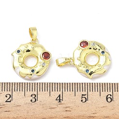 Brass Micro Pave Cubic Zirconia with Enamel Pendants&nbsp;KK-Z134-16G-02