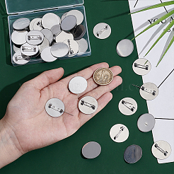 40Pcs 304 Stainless Steel Brooch Cabochon Settings&nbsp;STAS-UN0063-68B-P