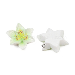 不透明樹脂ペンダント  花のチャーム  プラチナ鉄ループ付き  淡緑色  30x26x7mm  穴：1.8mm&nbsp;CRES-D328-04B