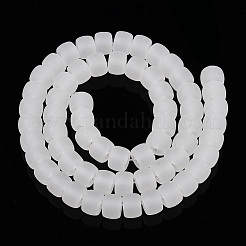 ジェイド風ガラスビーズ連売り  艶消し  バレル  ホワイトスモーク  8~8.5x6mm  穴：1mm  約62個/連  14.96インチ（38cm）&nbsp;GLAA-N002-8mm-01