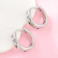 Brass Micro Pave Cubic Zirconia Hoop Earrings&nbsp;KK-CBA8324-01P