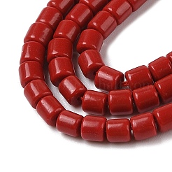 染色された合成サンゴビーズ連売り  コラム  ファイヤーブリック  4x4mm  穴：0.7mm  約103個/連  15.75''（40センチメートル）&nbsp;CORA-P010-01