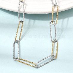 5MM Duo Tone 304 Stainless Steel Textured Paperclip Chain Necklaces for Women Men&nbsp;SA-CBA37BC-20GP
