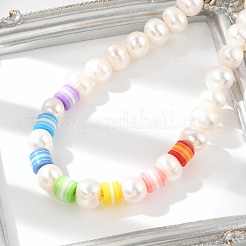 Natural Pearl & Acrylic Column Beaded Necklaces&nbsp;NJEW-C070-03