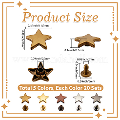 100Pcs 5 Colors Iron Semi-Tublar Rivet Studs&nbsp;DIY-CY0002-99
