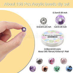 DIY アクリルビーズ ストレッチ ブレスレット 作成キット  ミックスカラー  ビーズ：6~10x3~9.5mm  穴：2mm  150pc&nbsp;DIY-YW0011-70