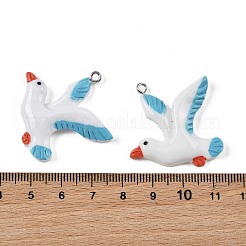 不透明樹脂ペンダント  海のミューのお守り  プラチナトーンの鉄ループ付き  ホワイト  30x31x5.5mm  穴：2mm&nbsp;RESI-G129-07