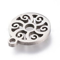 変色しにくい201ステンレススチールチャーム  レーザー切断  フラットラウンド  ステンレス鋼色  12x10x1mm  穴：1.2mm&nbsp;STAS-A047-17P