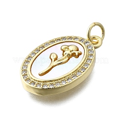 Brass Micro Pave Clear Cubic Zirconia Pendants&nbsp;KK-V010-26G