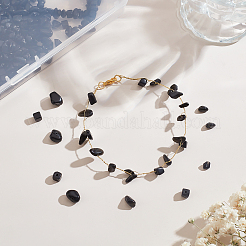 天然黒曜石チップビーズ3本  5~8x5~8mm  穴：1mm  約31.5インチ&nbsp;G-BC0001-24