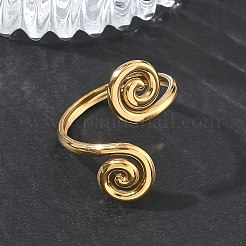 304ステンレススチールカフオープンリング  スパイラル  イオンプレーティング（ip）  ゴールドカラー  2~24mm  内径：19.4mm&nbsp;RJEW-D357-04G