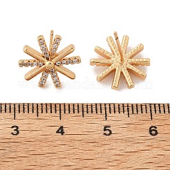 女性用フラワー真鍮マイクロパヴェクリアキュービックジルコニアスタッドピアス  カドミウムフリー＆鉛フリー  長持ちメッキ  ラックめっき  ゴールドカラー  13.5mm&nbsp;EJEW-G428-03G