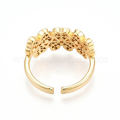 Brass Micro Pave Clear Cubic Zirconia Cuff Rings for Women&nbsp;KK-T074-20G