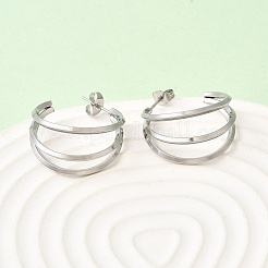 Triple C-Shaped 201 Stainless Steel Stud Earrings&nbsp;EJEW-Z151-09P