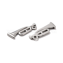 変色しない304ステンレススチールペンダント  アルトホルンの形  ステンレス鋼色  20x6x1.5mm  穴：1.6mm&nbsp;STAS-B024-10P