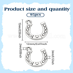 チベット風アロイペンダント95個  馬蹄チャーム  アンティークシルバー  15x12x3mm  穴：2mm&nbsp;FIND--LP0001-23
