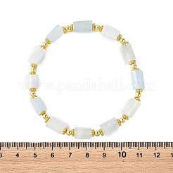 Faceted Column Natural Aquamarine & Synthetic Non-magnetic Hematite Beaded Stretch Bracelets&nbsp;BJEW-JB14179