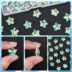 透明ファセットガラスコネクターチャーム80個  クリアAB  スター  13.5x13x6mm  穴：1.2mm&nbsp;GLAA-SP0001-88F-02