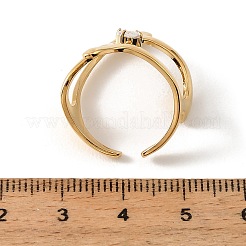 304ステンレススチールとクリアキュービックジルコニアを使用したカフオープンリング  ナゲット  ゴールドカラー  29mm  内径：17mm&nbsp;RJEW-G379-03G