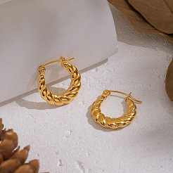 Vintage Hollow Twist 304 Stainless Steel Hoop Earrings&nbsp;WU2636