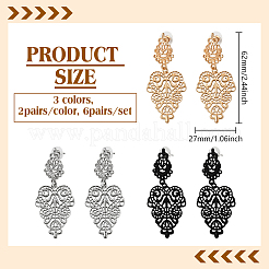 6Pairs 3 Colors Alloy Dangle Stud Earrings for Women&nbsp;EJEW-HY0001-16