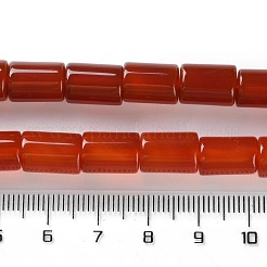 天然瑪瑙（染色・加熱）ビーズ連売り  多面カット  コラム  ファイヤーブリック  8~8.5x11~12mm  穴：0.7mm  約34個/連  15.16''（38.5センチメートル）&nbsp;G-M446-C01-01