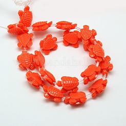 合成サンゴビーズ連売り  染め  カメ  ミックスカラー  20x16x8mm  穴：1mm  約20個/連  14インチ&nbsp;CORA-L020-D-M