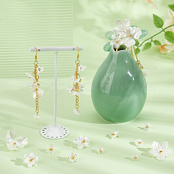 アクリルパーツ  真鍮のループを有します  花  ホワイト  9~20mm  穴: 2mm 140個/セット&nbsp;PALLOY-PH01692