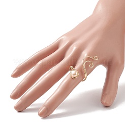 女性用銅線巻き天然淡水パールカフリング  ライトゴールド  2.5~39.5mm  内径：20mm&nbsp;RJEW-JR00553-01
