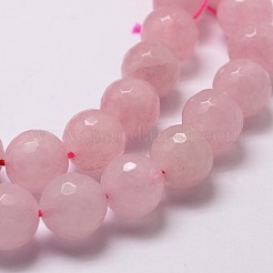 天然石ローズクォーツビーズ連売り  多面カット  ラウンド  12mm  穴：1mm  約31個/連  14.9インチ〜15.1インチ&nbsp;X-G-D840-20-12mm