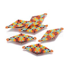 MIYUKI＆TOHO手作り日本のシードビーズリンク  織機模様  菱形  カラフル  40~41.5x16~16.7x1.7~1.8mm  穴：1.4~1.5mm&nbsp;SEED-E004-M11