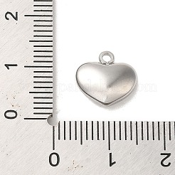 304ステンレススチールチャーム  クリスタルラインストーン付き  ハートチャーム  ステンレス鋼色  11x11x5.5mm  穴：1.6mm&nbsp;STAS-L022-278P