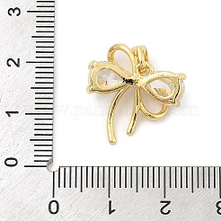 Rack Plating Bowknot Brass Clear Cubic Zirconia Pendants&nbsp;KK-S407-01G-A