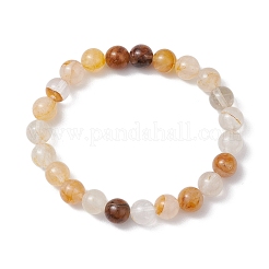 Round Natural Yellow Hematoid Quartz Beads Stretch Bracelets for Women&nbsp;BJEW-JB11400