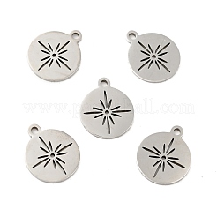 変色しない201ステンレススチールペンダント  スターとフラットラウンド  ステンレス鋼色  14x11.5x1mm  穴：1.4mm&nbsp;STAS-E015-07P