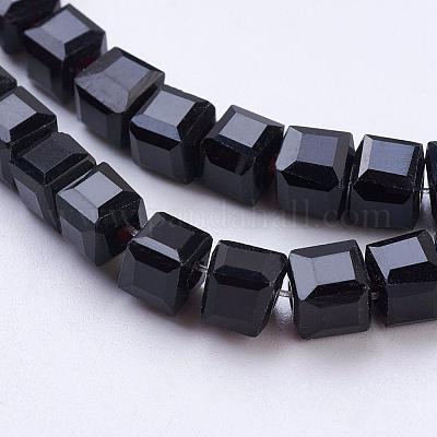 ガラスビーズ連売り  多面カット  キューブ  ブラック  4~5x4~5x4~5mm  穴：1mm  98~100個/連  40~43cm&nbsp;GLAA-R041-4x4mm-20-1
