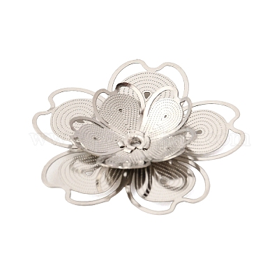 真鍮製ビーズキャップ  花  プラチナ  24.5x24.5x3mm  穴：1mm&nbsp;KK-C167-03D-P-1