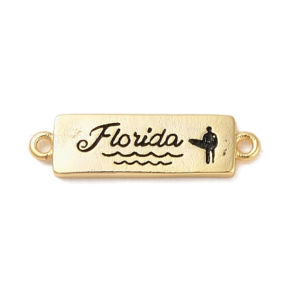 Beach Theme Rack Plating Brass Rectangle Connector Charms&nbsp;KK-P261-08D-G01-1