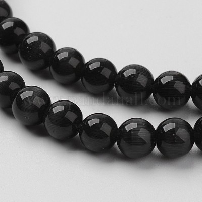 キャッツアイビーズ  ラウンド  ブラック  12mm  穴：1.5mm  約32個/連  約14.5インチ&nbsp;CER12mm33-1