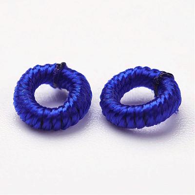 ポリエステルファブリックビーズ  リング  ミディアムブルー  6x2mm  穴：3mm  約200個/袋&nbsp;WOVE-N003-69-1