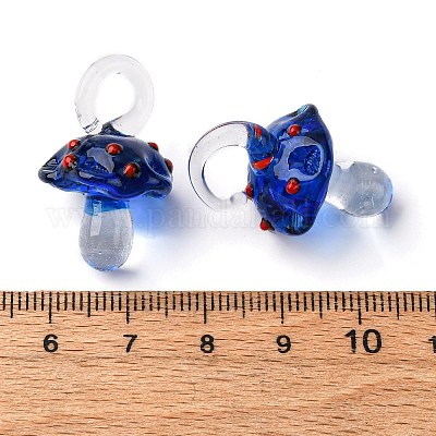 手作りランプワークペンダント  バンピー  キノコ  ミッドナイトブルー  24.5~29.5x15~18.5mm  穴：2~5mm&nbsp;LAMP-M02-01Z-1