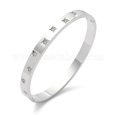 Wholesale 304 Stainless Steel Cubic Zirconia Himged Bangles