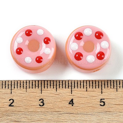 ランプワークビーズ  ドーナツ  ピンク  15x10mm  穴：1.2mm&nbsp;LAMP-C015-01A-1