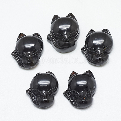 天然染色＆加熱黒瑪瑙ペンダント  キツネ  22.5~23x19~20x8.5~9.5mm  穴：1mm&nbsp;G-T122-16D-1