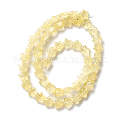 透明なガラスビーズ連  スター  きいろ  8~8.5x8~8.5x3.5~4mm  穴：1mm  約50個/連  14.25~15.35インチ（36.2~39cm）&nbsp;GLAA-F112-02D-1