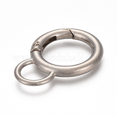 合金スプリングゲートリング  カン付き  サークルキーリング  ハンドバッグオーナメントデコレーション用  カドミウムフリー＆鉛フリー  ミックスカラー  38x29x4mm  穴：10.5x7mm&nbsp;KEYC-H109-03A-1